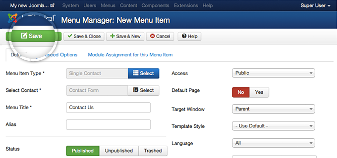 Joomla Component Page