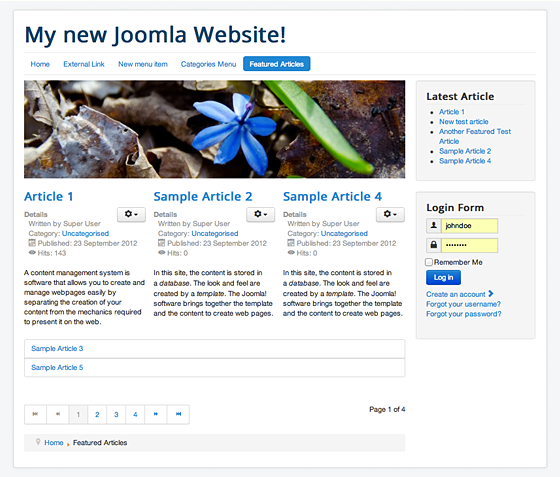 Joomla Featured Article