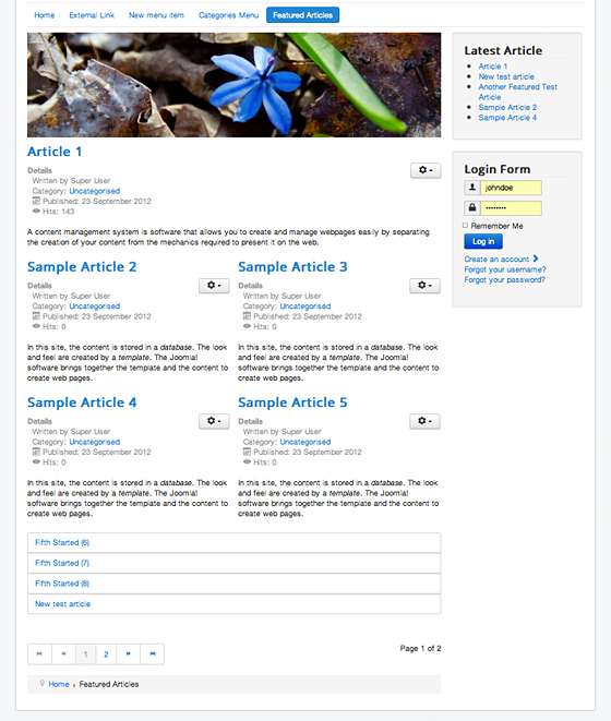 Joomla Featured Article