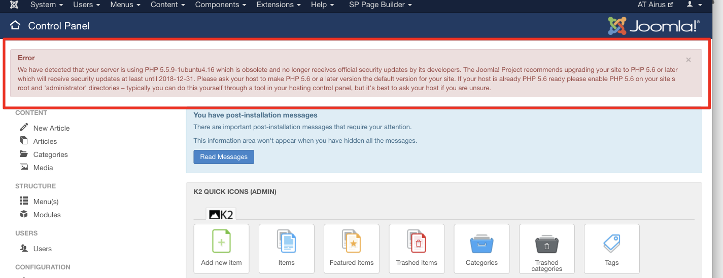 Joomla Php Warning Problem