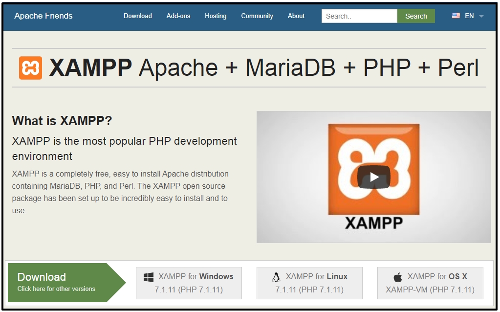 How to Install XAMPP to build Apache on local PC/Windows