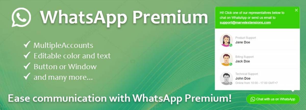 WhatsApp Premium joomla live support extension