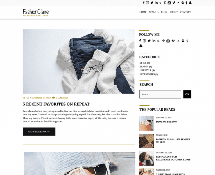 Free Fashionclaire Wordpress Theme