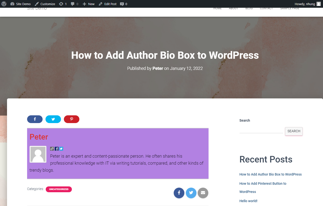 add Author Bio Box