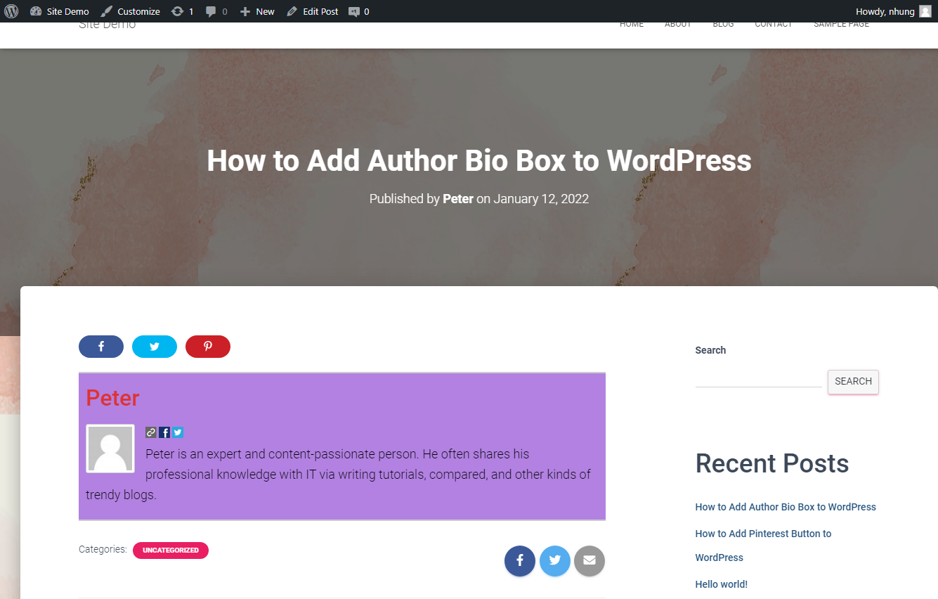 Add Author Bio Box