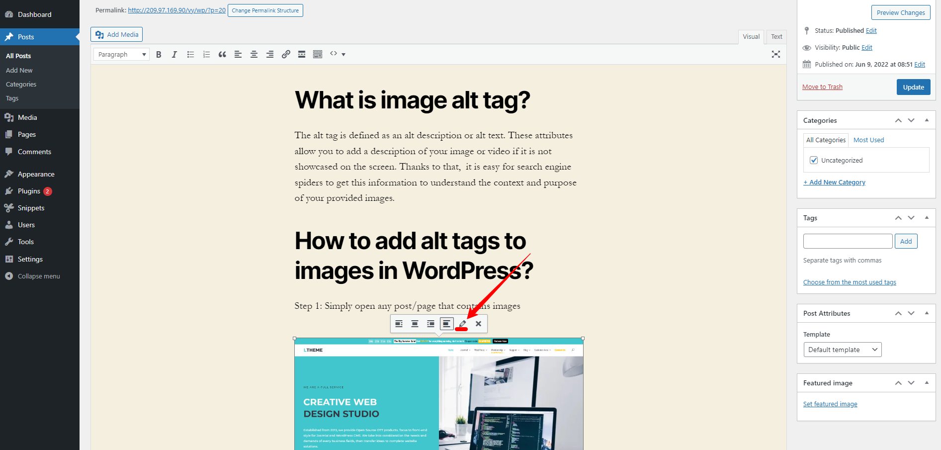 Add Alt Tags To Images In Wordpress 1