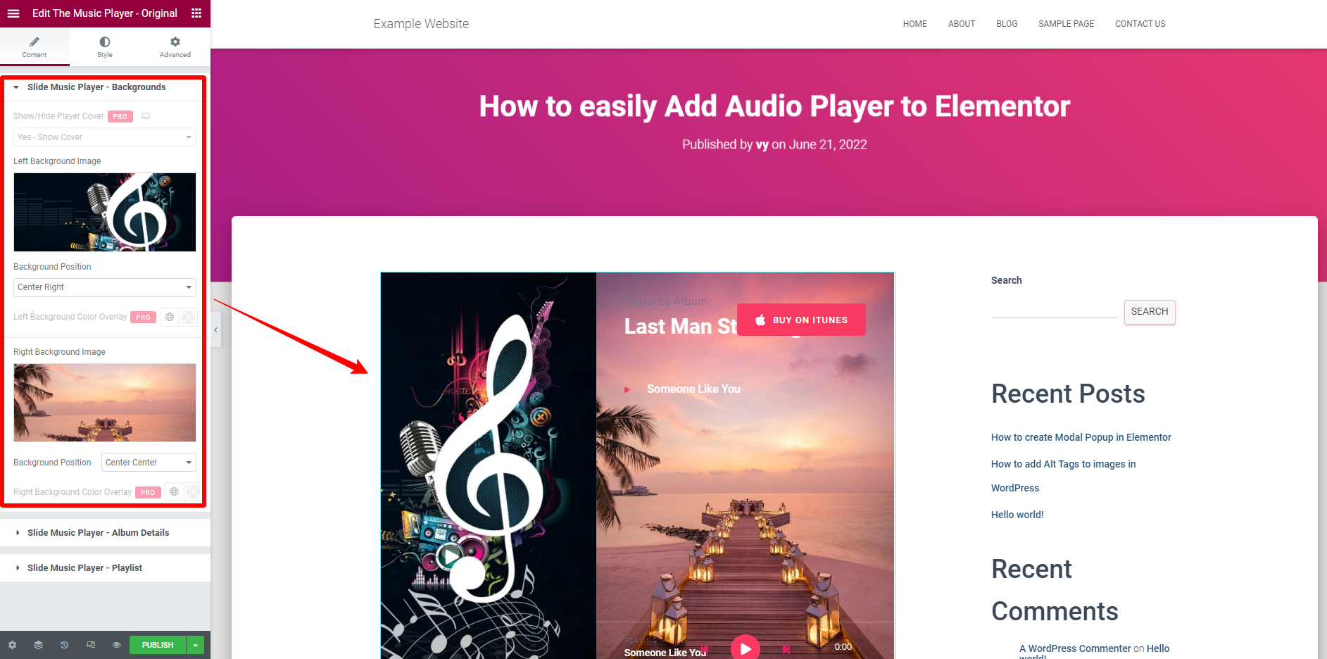 Add Music Player To Elementor 2