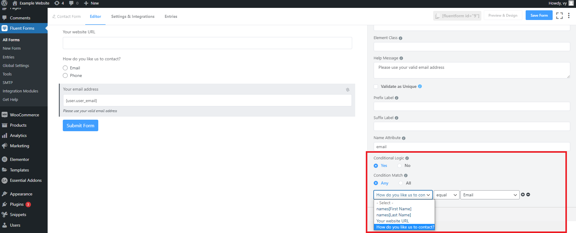 Create Conditional Logic Form In Elementor 9