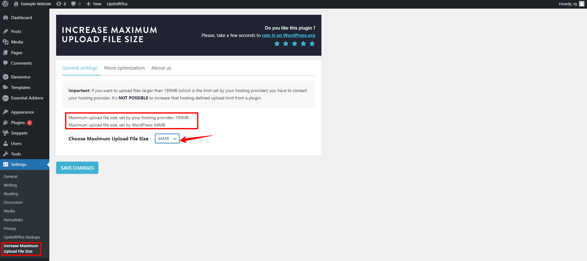 Increase Wordpress Upload Size 2