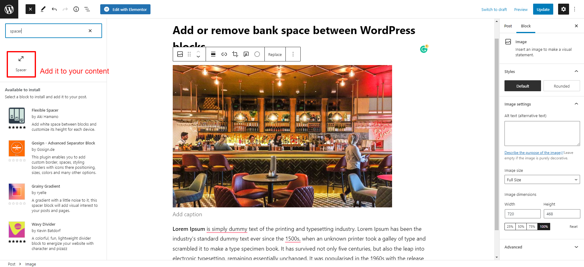 Remove Or Add Blank Space Between Wordpress Blocks