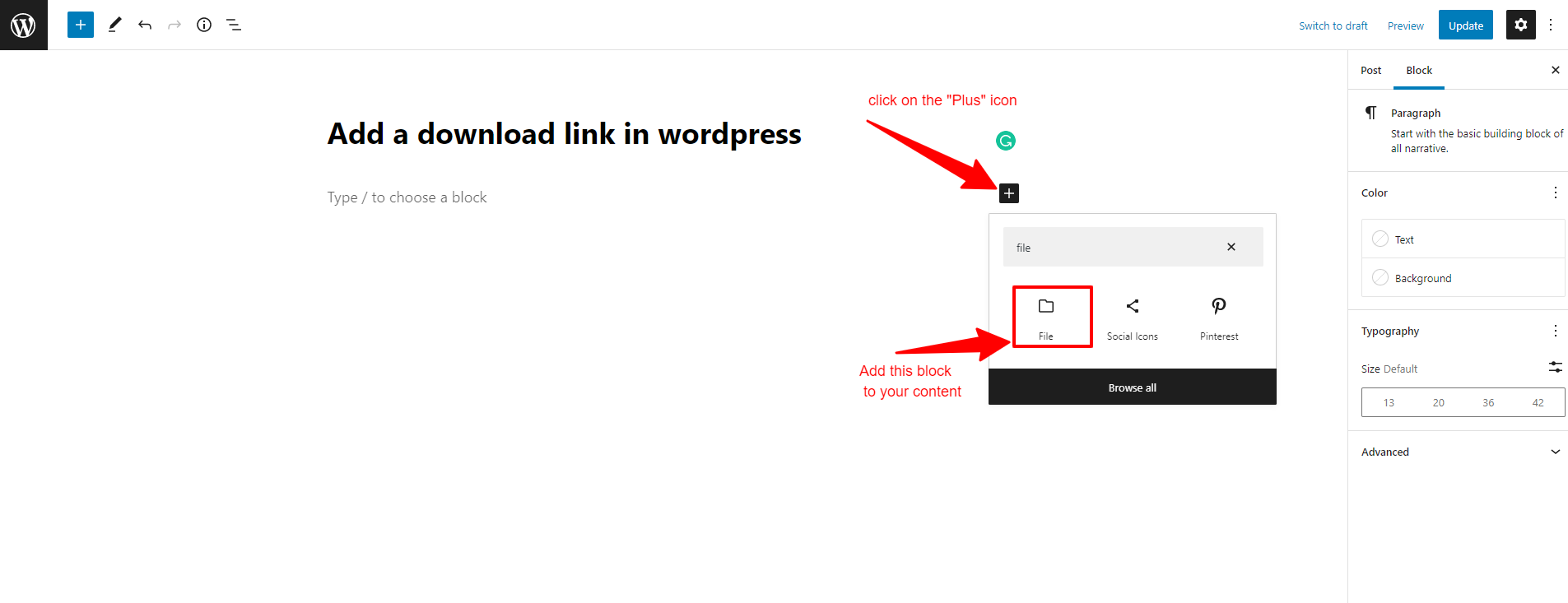 Add A Download Link In Wordpress