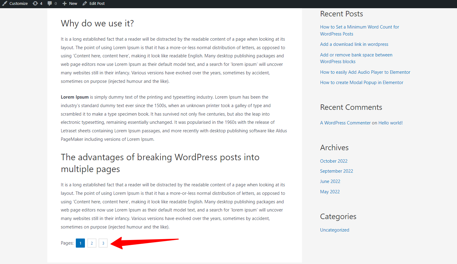 Split Wordpress Posts Into Multiple Pages 3
