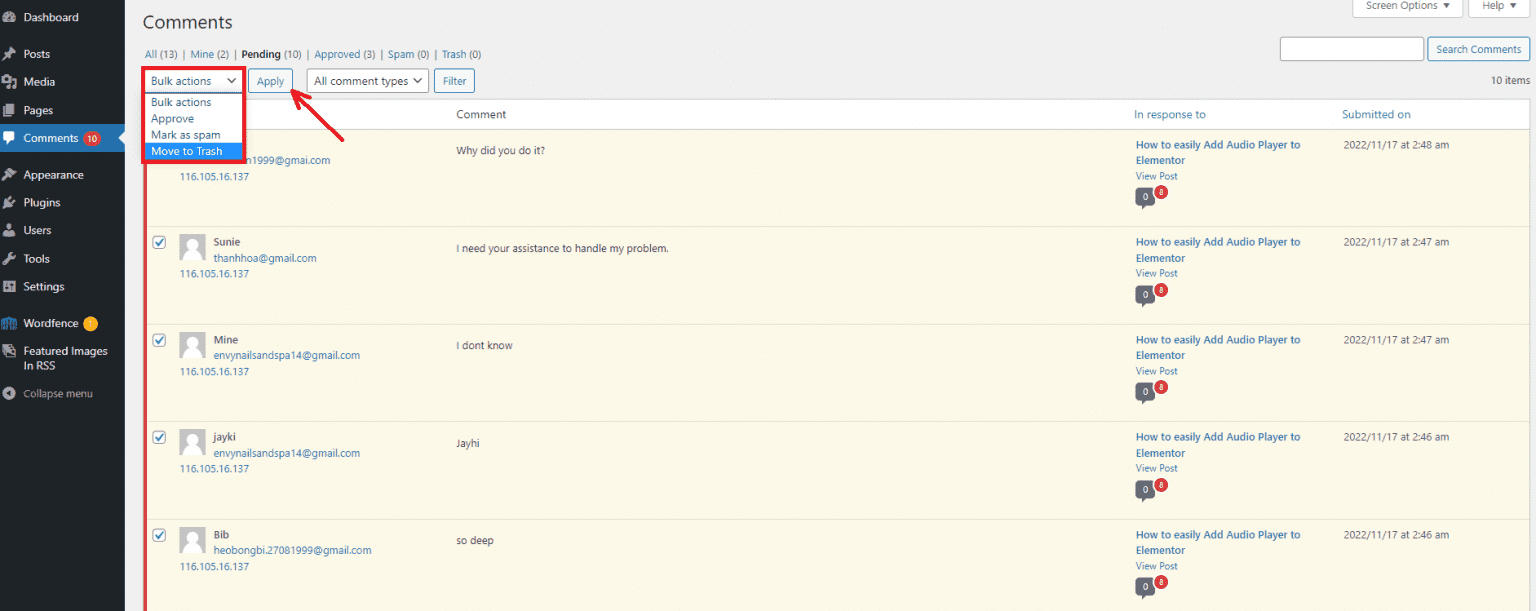 How to Delete All Pending Comments in WordPress - Engine Templates