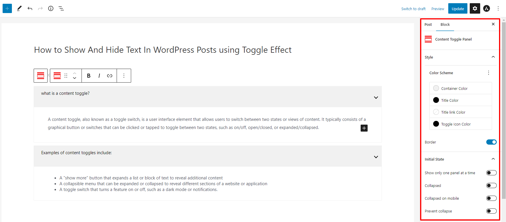 Show And Hide Text In Wordpress Post With Toggle Effect 10