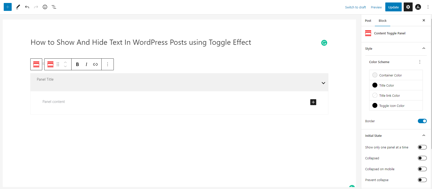 Show And Hide Text In Wordpress Post With Toggle Effect 8