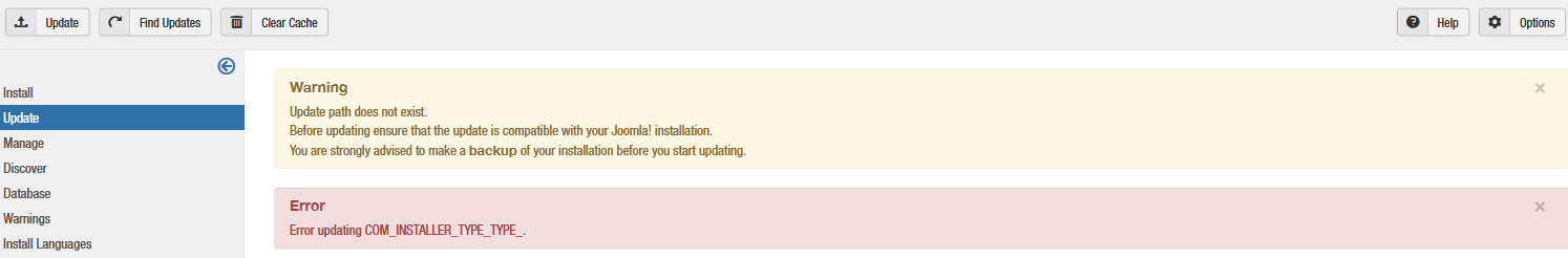 Error Updating Com Installer Typ