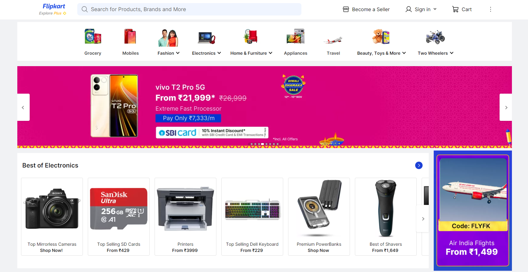 Online Marketplace Website Flipkart