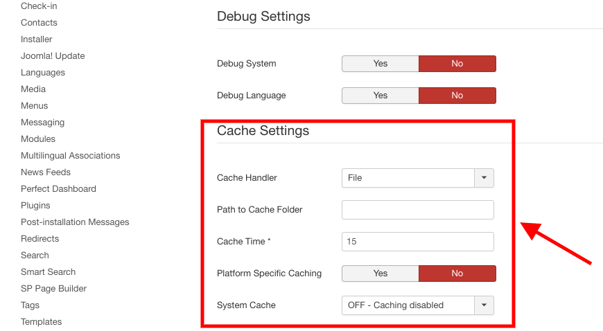 joomla cache